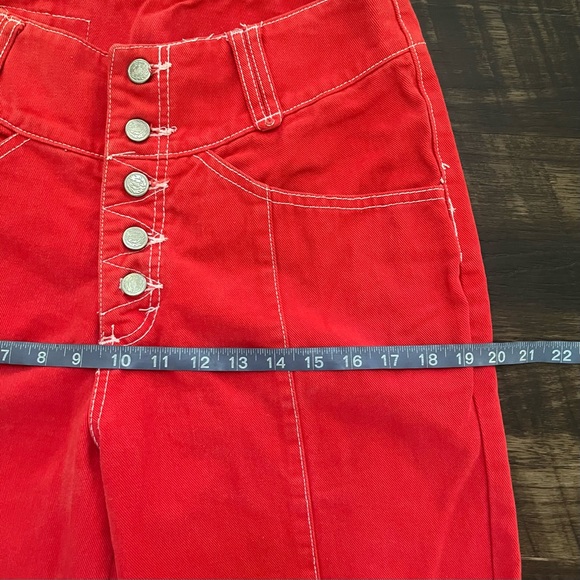 Vintage Baxis red super flare bells bellbottom wide leg denim jeans 26” waist - Picture 10 of 15